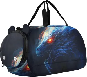 Dragon Cosmic Roar Youth Sports Duffel Bag with Ventilated Shoe Compartment|All-Season Lightweight Travel Gym Bag for Girls & Boys|Water-Resistant Gear Bag