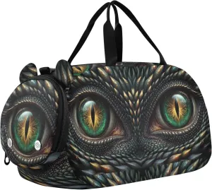 Dragon Eye Duffle Bag for Girl, Sports Duffle Gym Bags with Shoe Compartment, Personalized Overnight Bag Travel Weekender for Kids