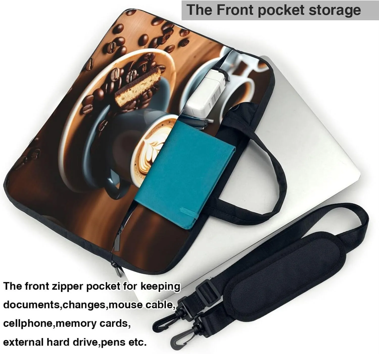 Dreamlike Purple Butterfly Print Notebook Computer Protective Carrying Cover With Pocket,13 Inch Laptop Shoulder Bag
