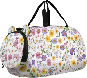 Dryad Beauty Summer Flowers Gym Duffel Bag with Shoes Compartment Large Capacity Kids Overnight Bag for Travel, Sports, Duffel, Weekender