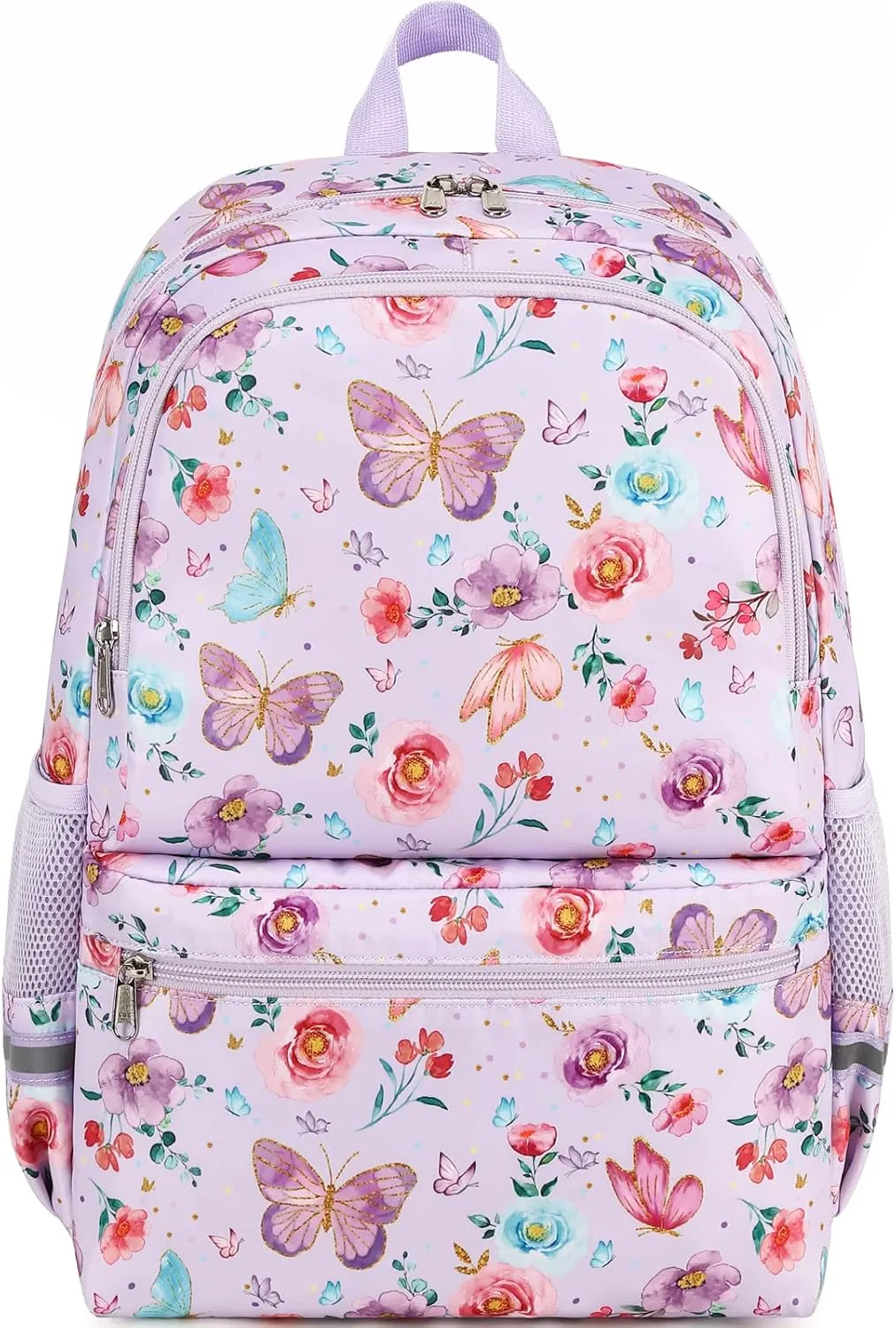 DSIUE Kids Backpack for Girls Elementary BookBags Teens Middle School Backpack with Lunch Box Butterfly Purple