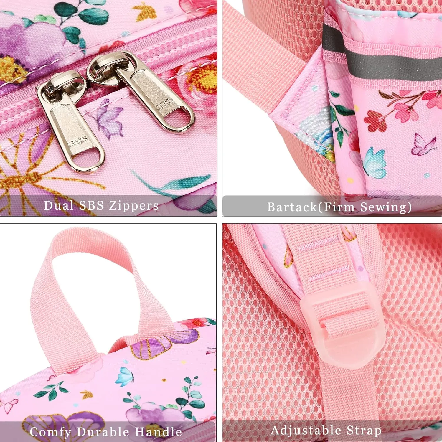 DSIUE Kids Backpack for Girls Elementary BookBags Teens Middle School Backpack with Lunch Box Butterfly Purple