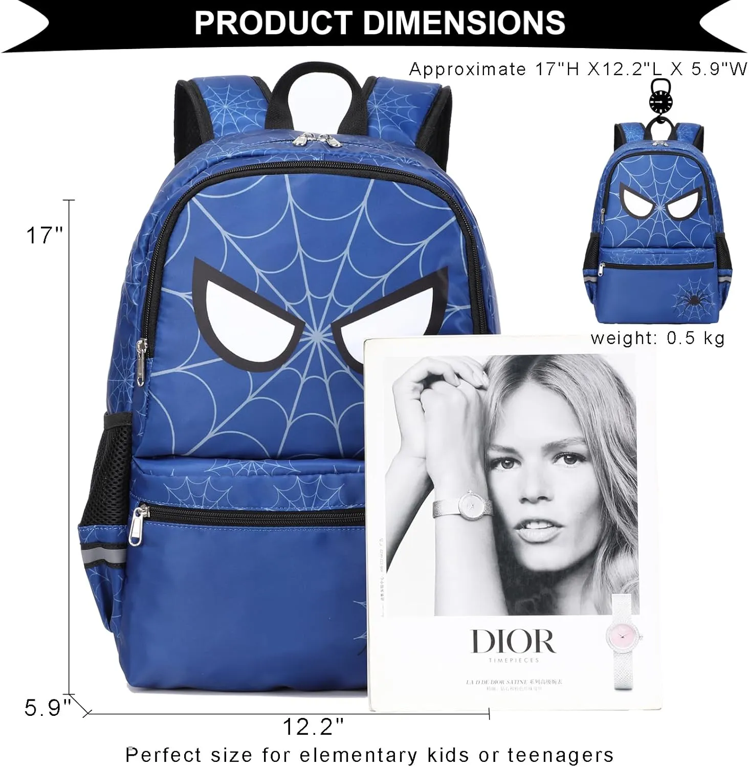 DSIUE School Backpack for Boys, Spider Boys Backpack for Kids Children Teens Elementary Middle School With Lunch Box