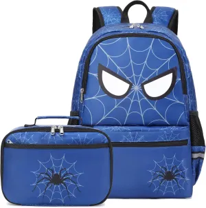 DSIUE School Backpack for Boys, Spider Boys Backpack for Kids Children Teens Elementary Middle School With Lunch Box