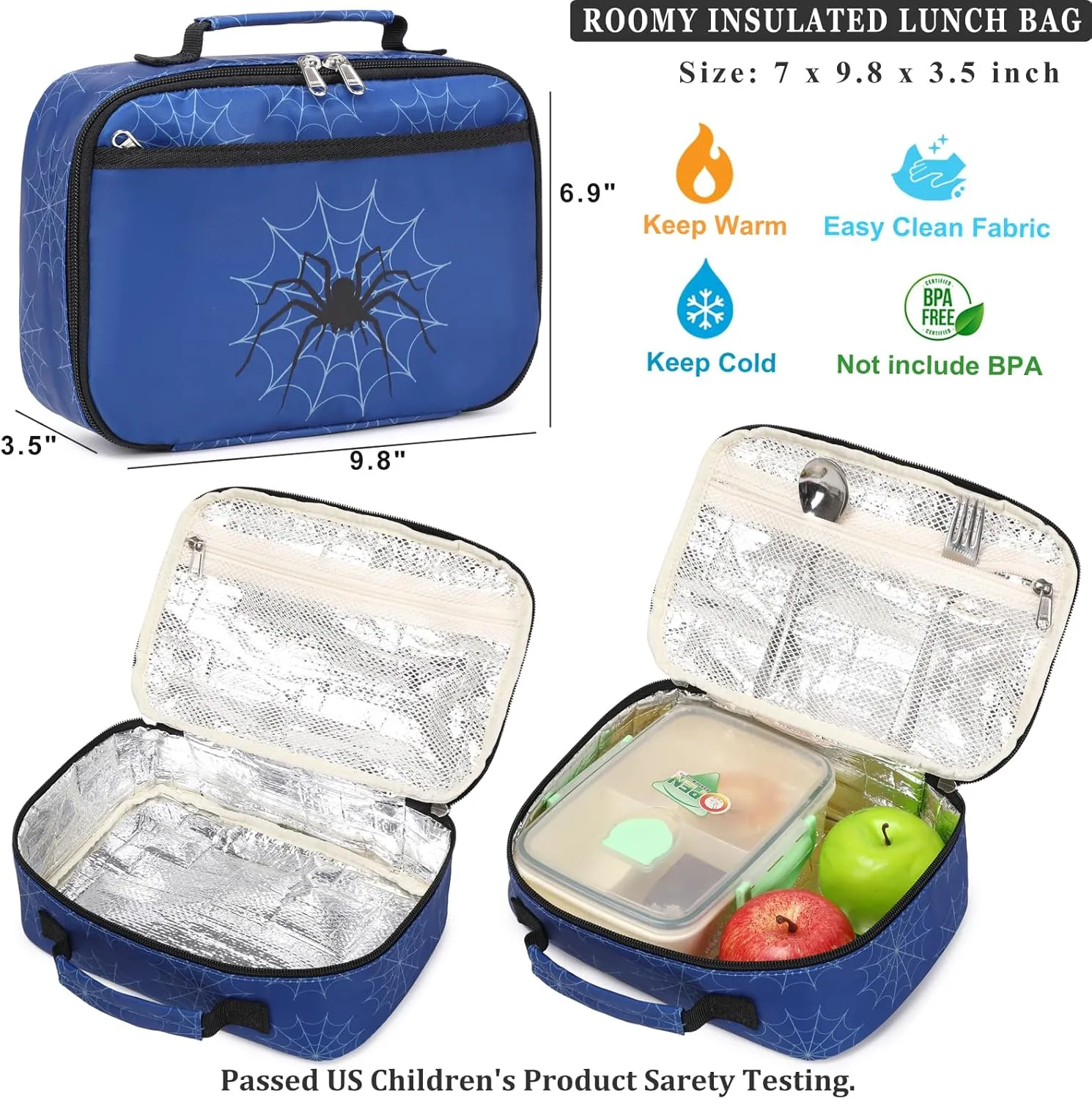 DSIUE School Backpack for Boys, Spider Boys Backpack for Kids Children Teens Elementary Middle School With Lunch Box
