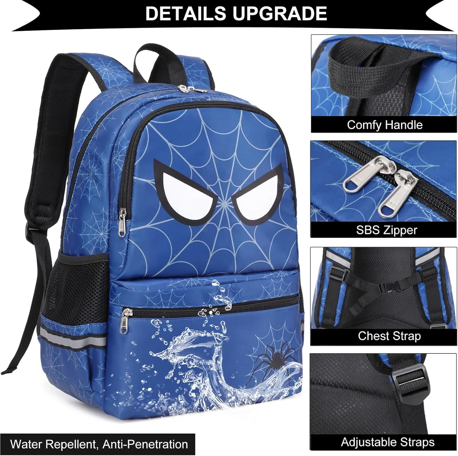 DSIUE School Backpack for Boys, Spider Boys Backpack for Kids Children Teens Elementary Middle School With Lunch Box