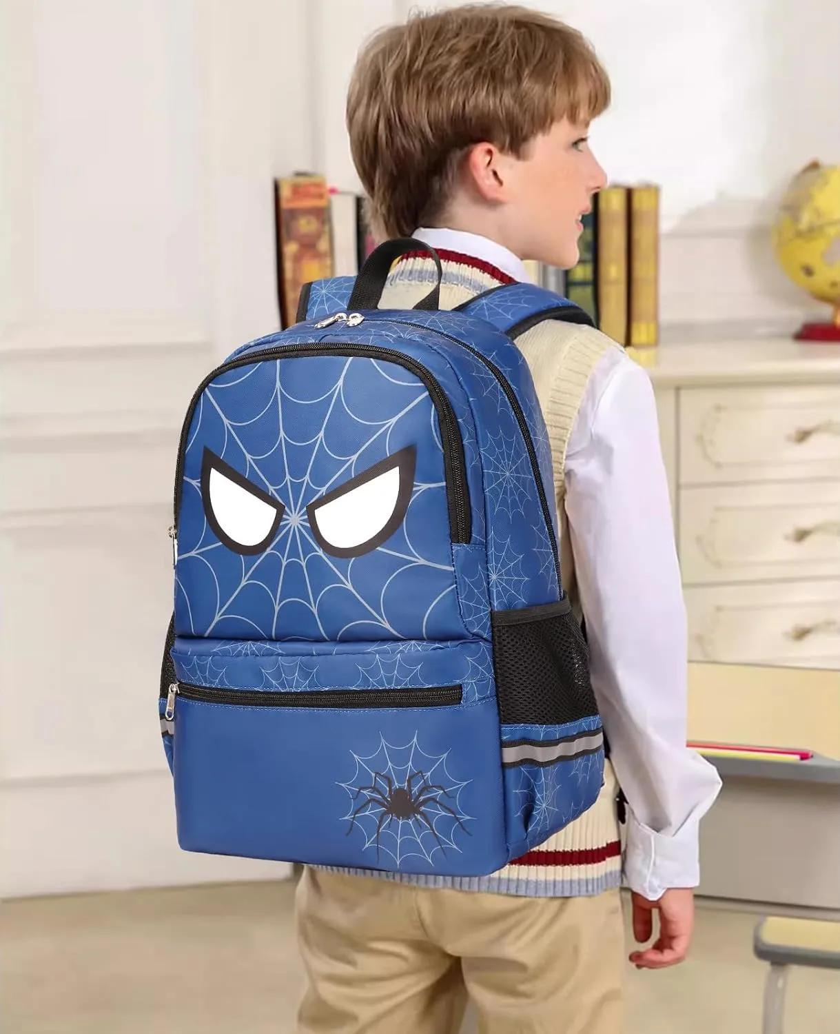 DSIUE School Backpack for Boys, Spider Boys Backpack for Kids Children Teens Elementary Middle School With Lunch Box