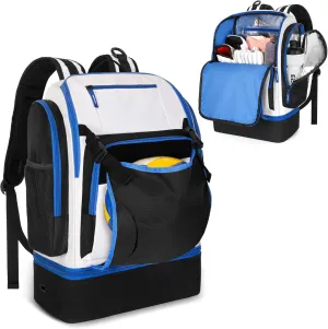 DSLEAF Volleyball Bag with External Ball Holder, Volleyball Backpack with Separate Shoe Space, Multiple Pockets and Adjustable Shoulder Strap for Soccer, Basketball and Gym Exercise
