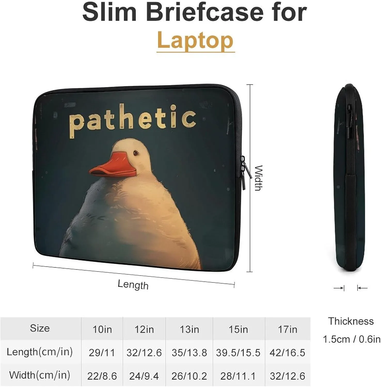 Duck Funny Laptop Sleeve 13/15 Inch Briefcase Cover Shockproof Protective Case Handbags Portable Laptop Bag