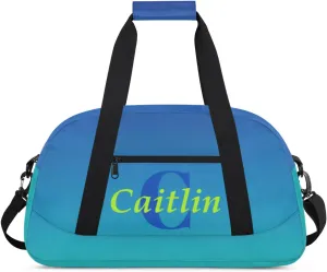 Duffle-Bag for Teens Girls,Custom Gradient Color for Sport,Carry-on Lightweight for Travel-Duffle,Overnight,Workout Blue Cyan