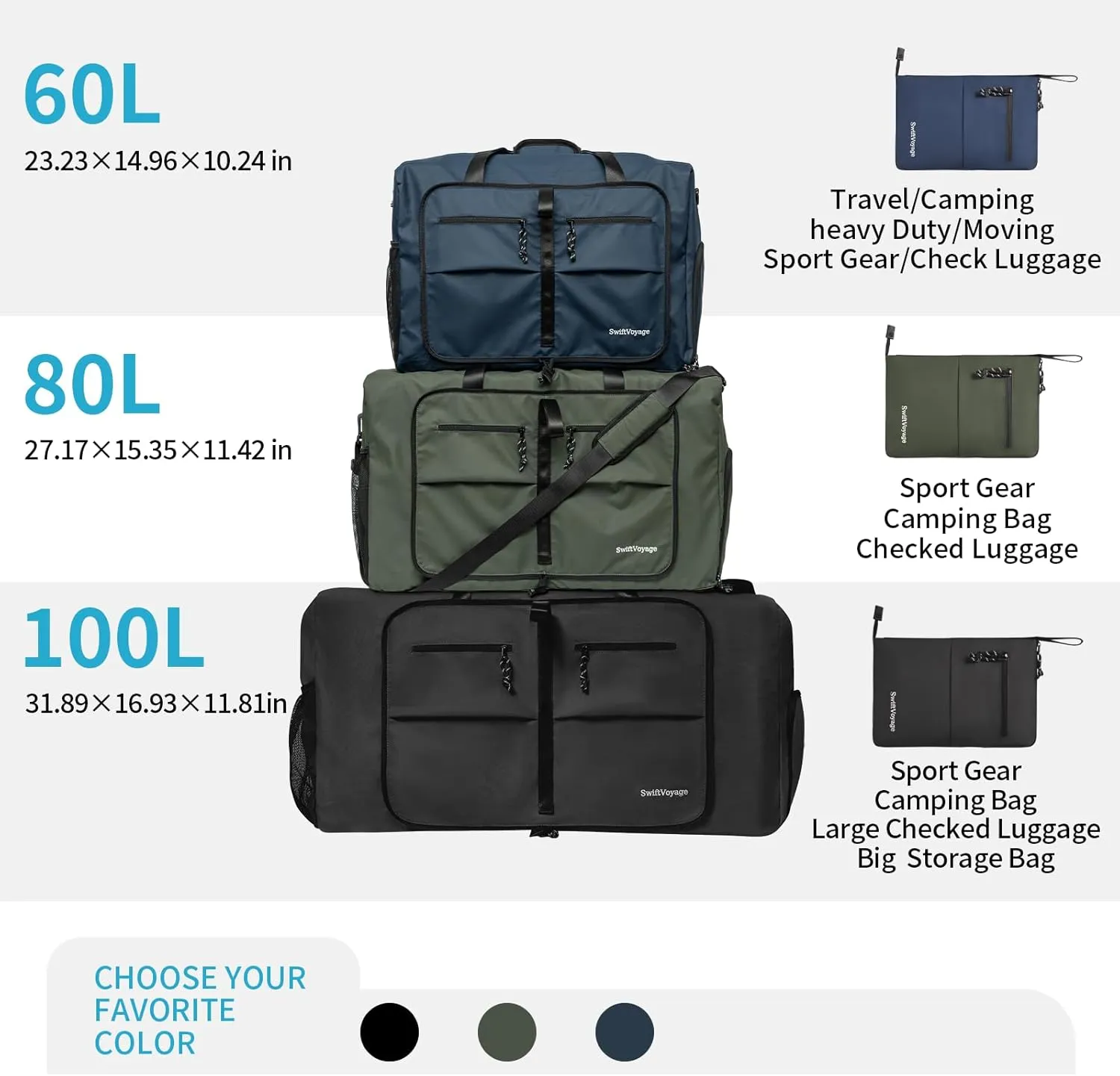Duffle Bag Gym Bag for Women Foldie Travel Bag Expandable Duffle Bag for Travel Duffle Bag for Men Travel Duffel Bags Mens Travel Bag Foldable Heavy Duty Large Sports Camping Foldable Luggage Bag 60L