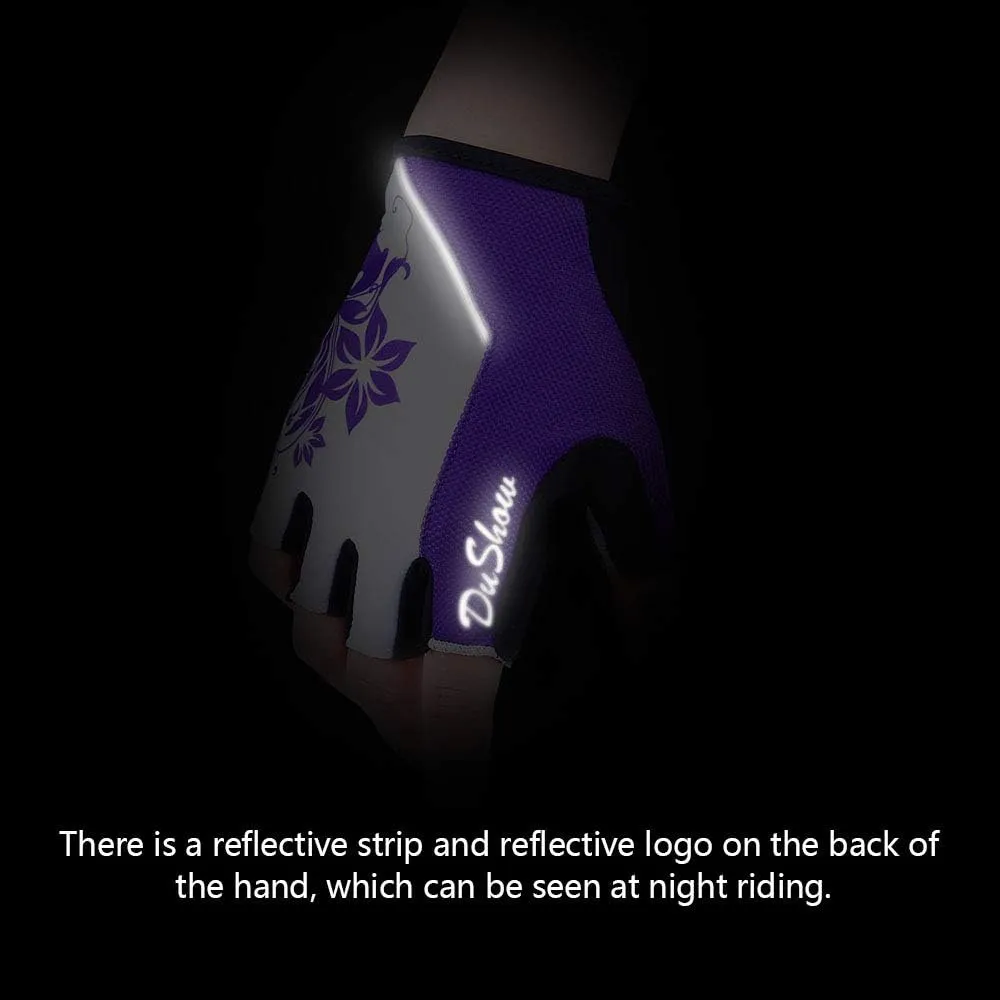 DuShow Women Half Finger Cycling Gloves,Gel Padded Anti-Slip Shock-Absorbing Mountain Road Bicycle Biking Bike Short Fingerless Gloves