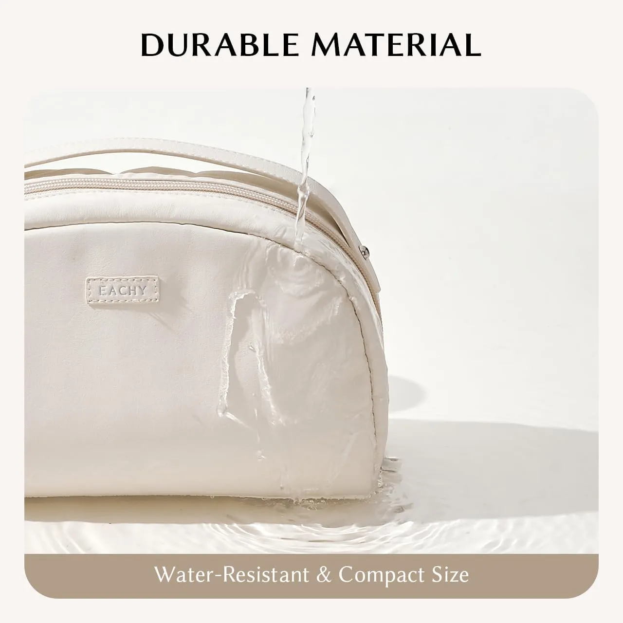 EACHY Toiletry Bag for Women, Large-Capacity Travel Makeup Organizer with Dry & Wet Separation, Portable Cosmetic Bag, Waterproof Design (White, L)