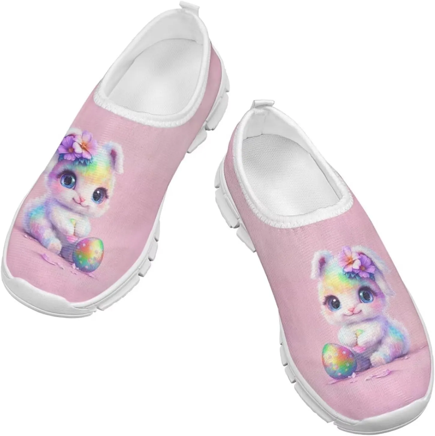 Easter Bunny Shoes for Girls Slip On Sneakers Cute Kids Gym Shoes