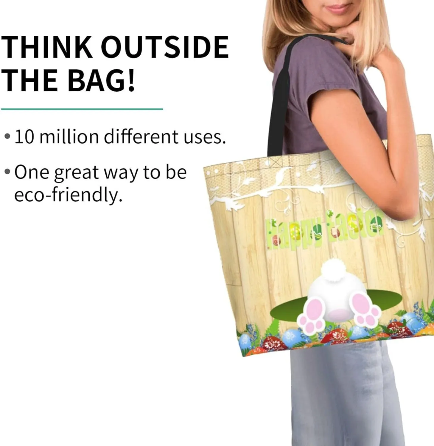 Easter Grocery Bag Happy Easter Shopping Bag Easter Egg Handbag Bags Easter Tote Bag for Outdoor