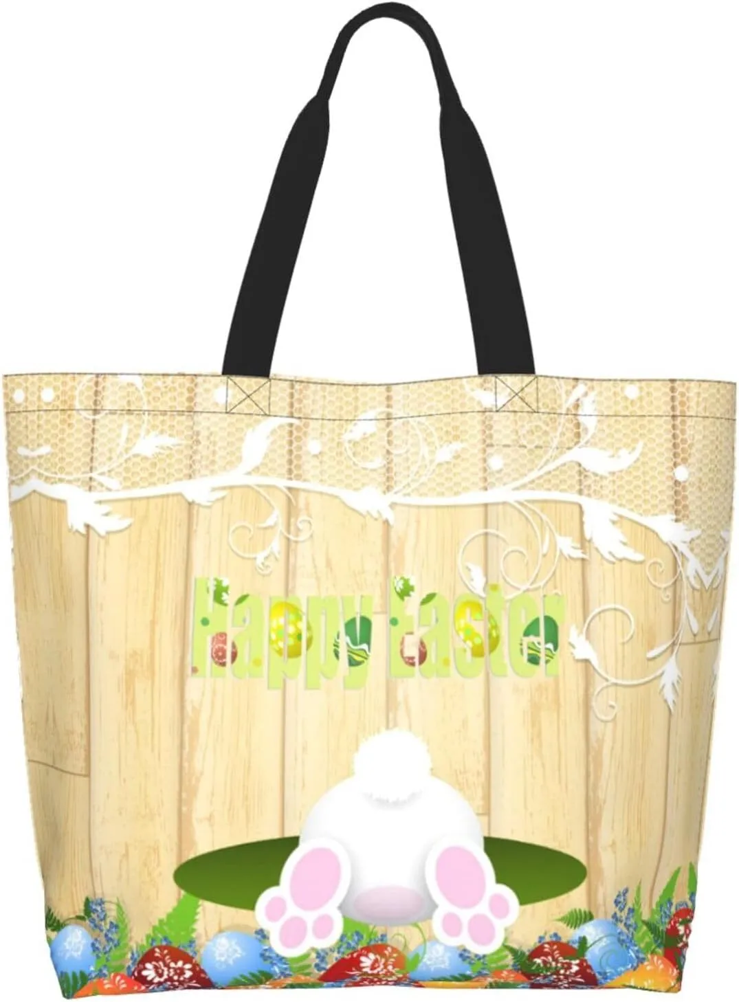 Easter Grocery Bag Happy Easter Shopping Bag Easter Egg Handbag Bags Easter Tote Bag for Outdoor