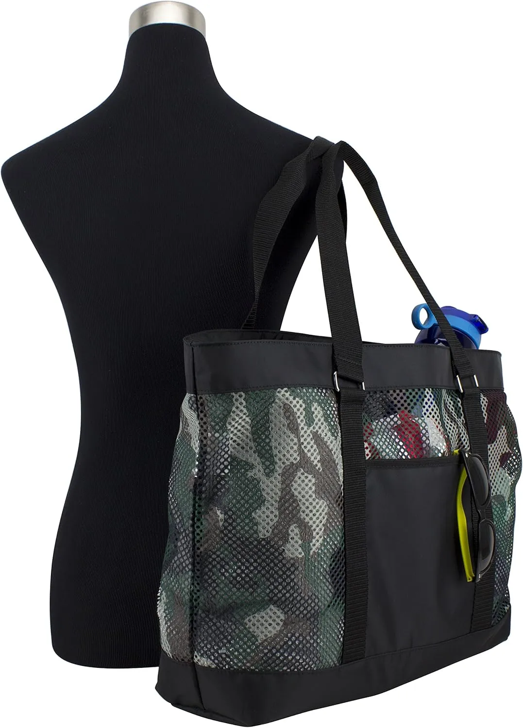 Eastsport Mesh Tote Waterproof Beach Bag for Shopping Vacation Swimming Family Travel Essentials