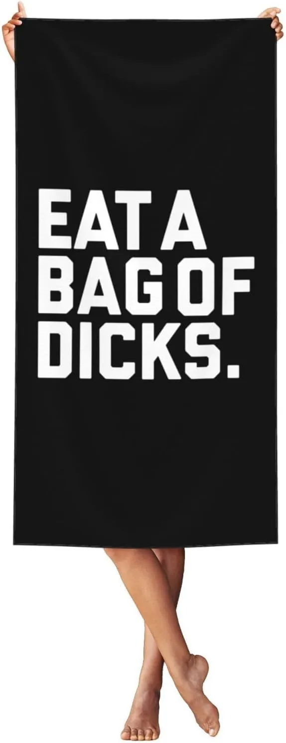 Eat A Bag of Dicks Beach Towel 55x27.5 Inches - Ultra Soft Quick Dry Sand Towel, Lightweight Large Bath Towel for Pool, Summer, Travel