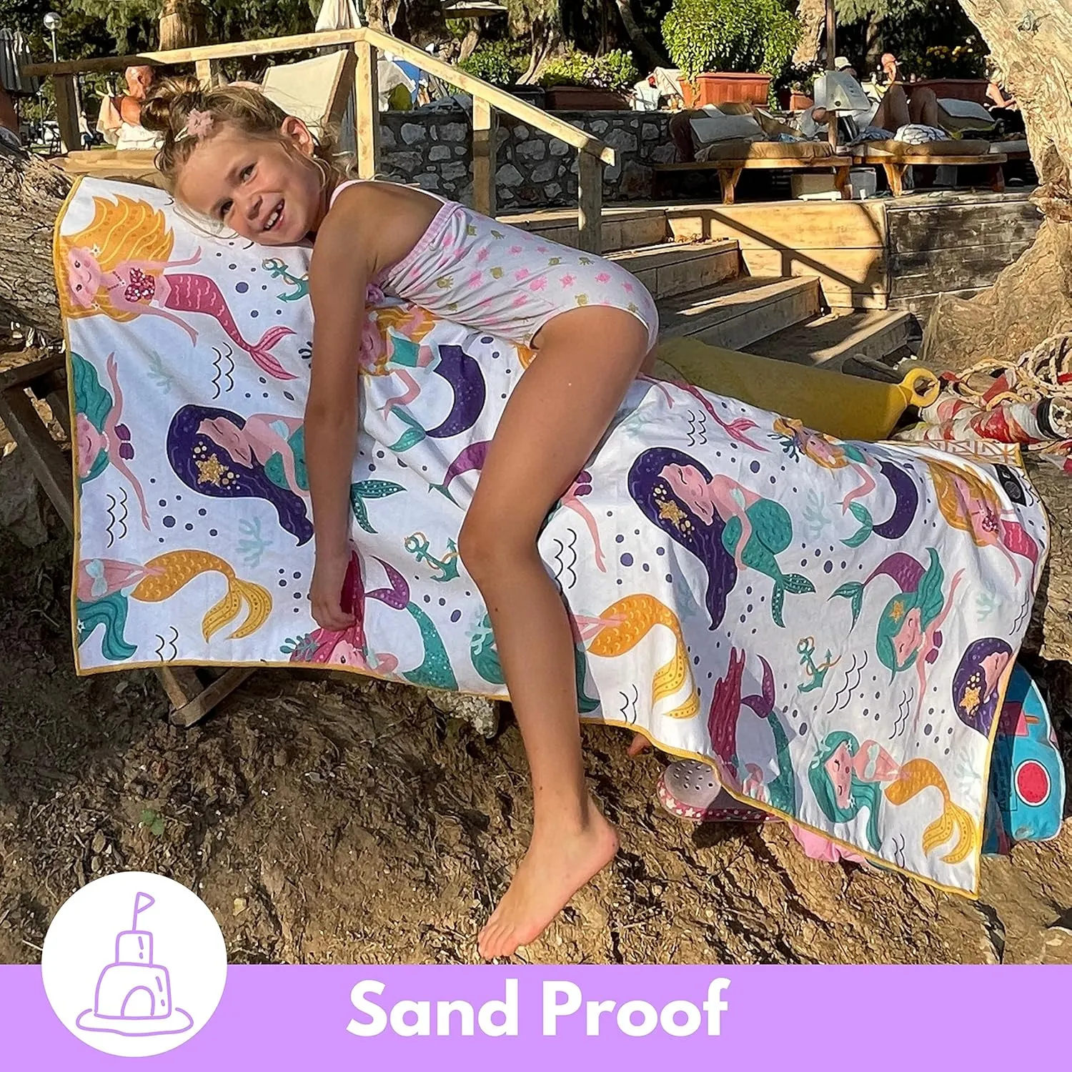 ECCOSOPHY Microfiber Kids Beach Towels & Pouch 60"x30" for Girls & Boys - Quick Dry Pool Towels - Sand Free Beach Blanket for Travel - Camping - Vacation - Toallas Playas