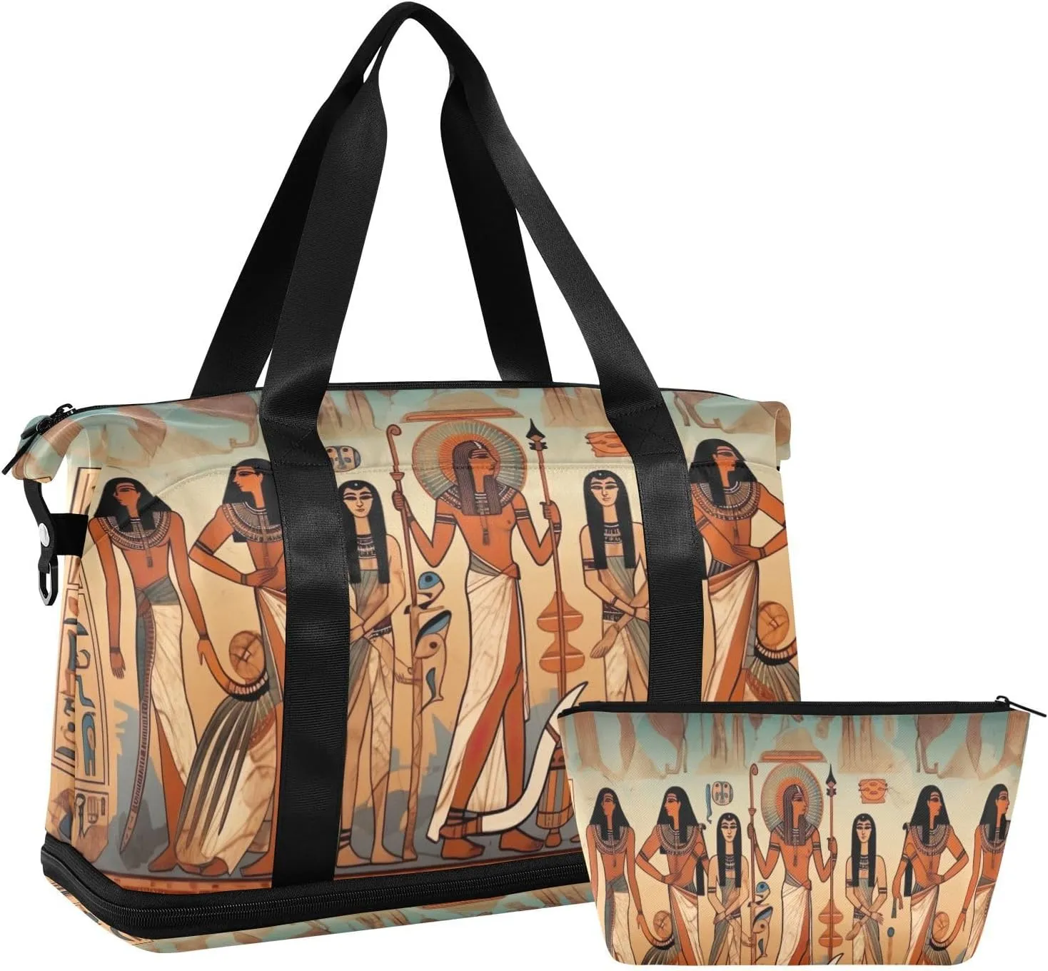 Egyptian Gods Gym Bag - Weekender Overnight Bags for Women Men, Sport Travel Duffel Bag with Wet Pocket & Shoe Compartment