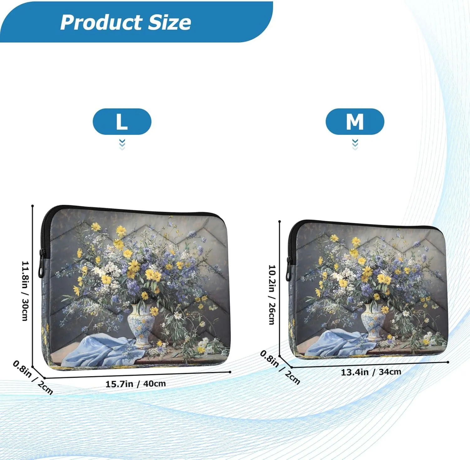 Elegant Floral Vase Yellow Laptop Work Bag, Shockproof Protective Laptop Cover, 15.6 Inch Teacher Bag