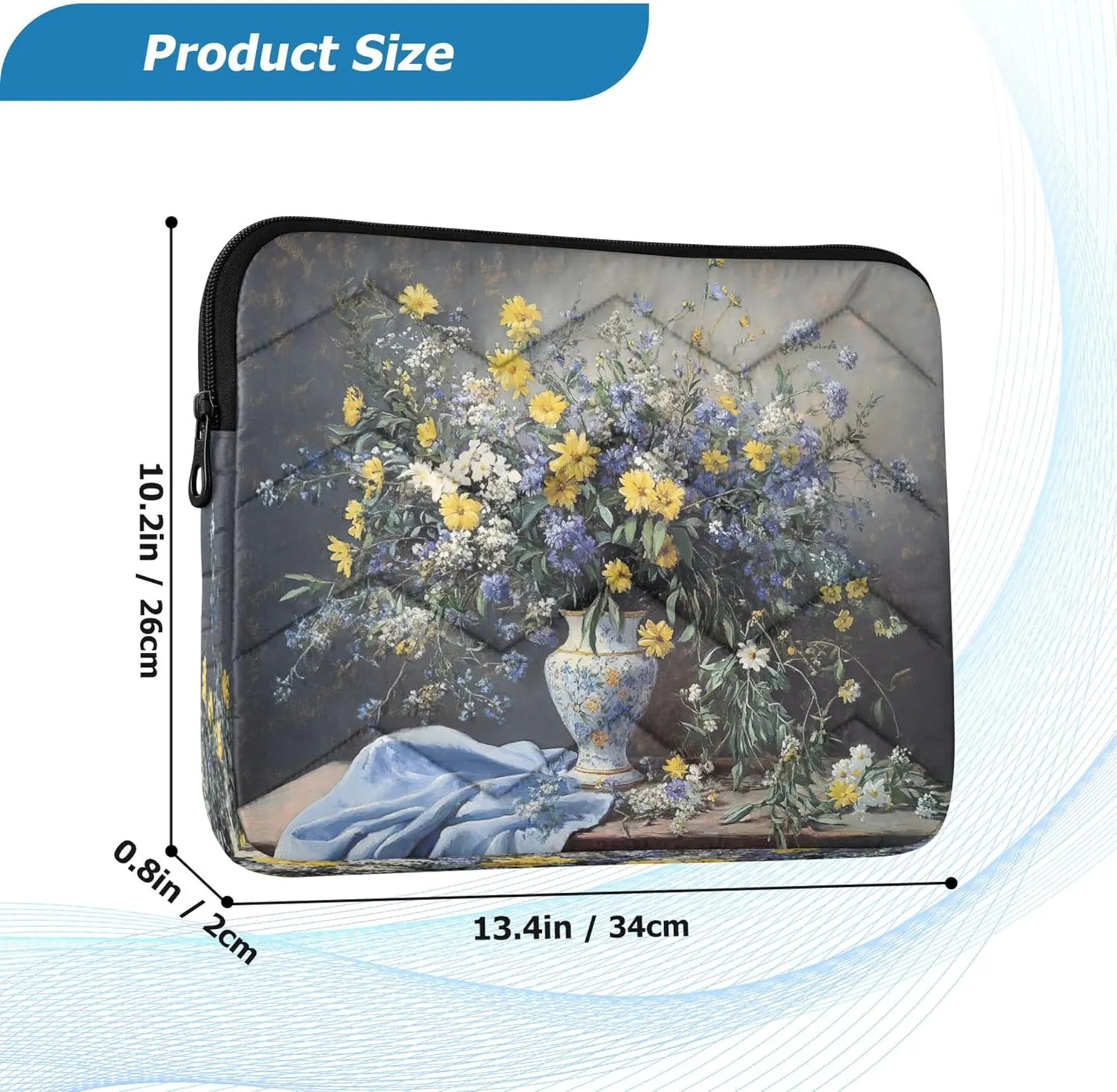 Elegant Floral Vase Yellow Laptop Work Bag, Shockproof Protective Laptop Cover, 15.6 Inch Teacher Bag
