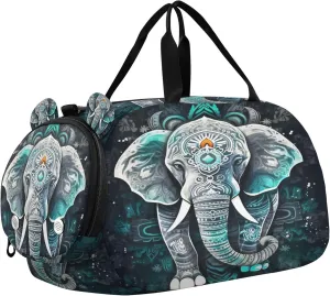 Elephant Youth Sports & Travel Duffle Bag with Shoe Compartment,Waterproof Gym Bag for Girls and Boys (Overnight Essentials Organizer)