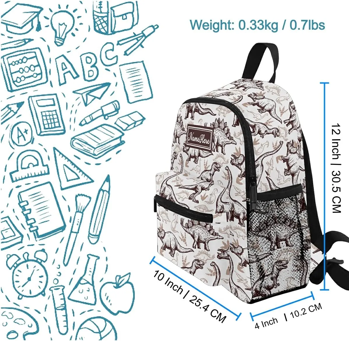 Emelivor Custom Dinosaurs Preschool Backpack for Toddler Boy Girl School Bag for Children Personalized Camping Toddler Bookbag with Chest Strap