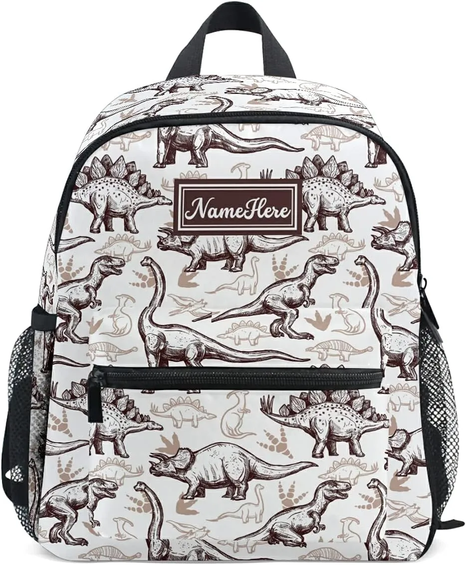 Emelivor Custom Dinosaurs Preschool Backpack for Toddler Boy Girl School Bag for Children Personalized Camping Toddler Bookbag with Chest Strap