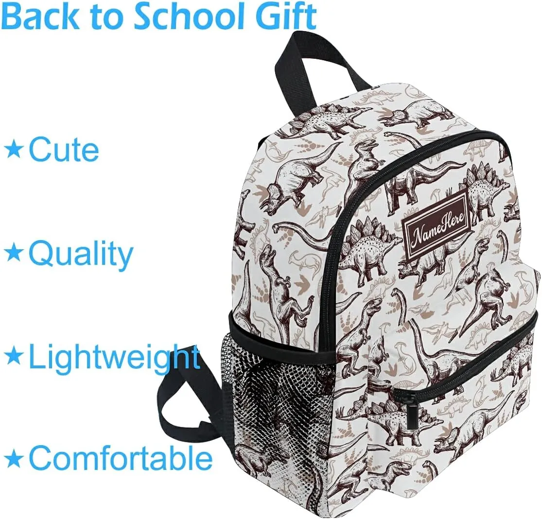 Emelivor Custom Dinosaurs Preschool Backpack for Toddler Boy Girl School Bag for Children Personalized Camping Toddler Bookbag with Chest Strap