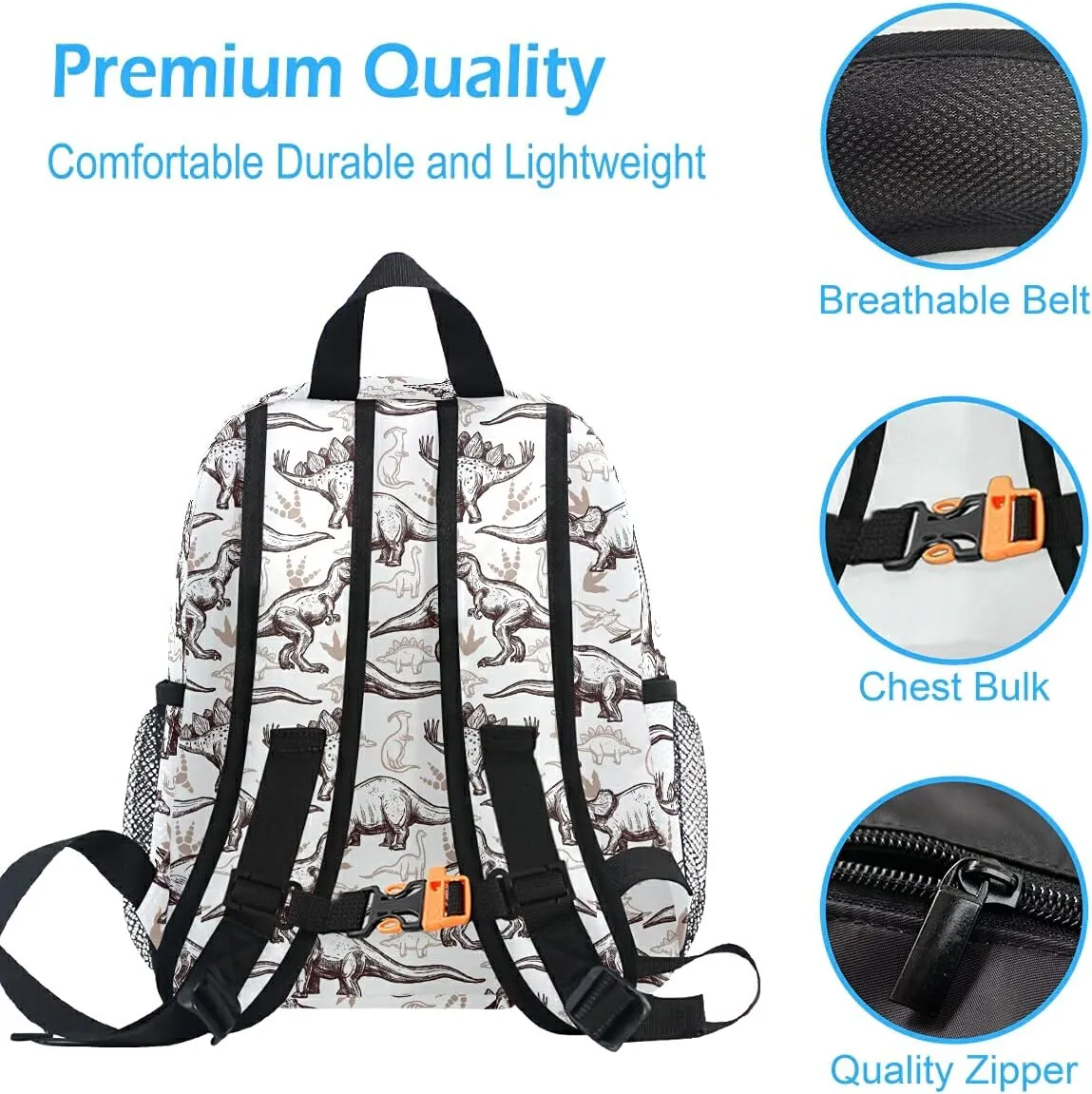 Emelivor Custom Dinosaurs Preschool Backpack for Toddler Boy Girl School Bag for Children Personalized Camping Toddler Bookbag with Chest Strap