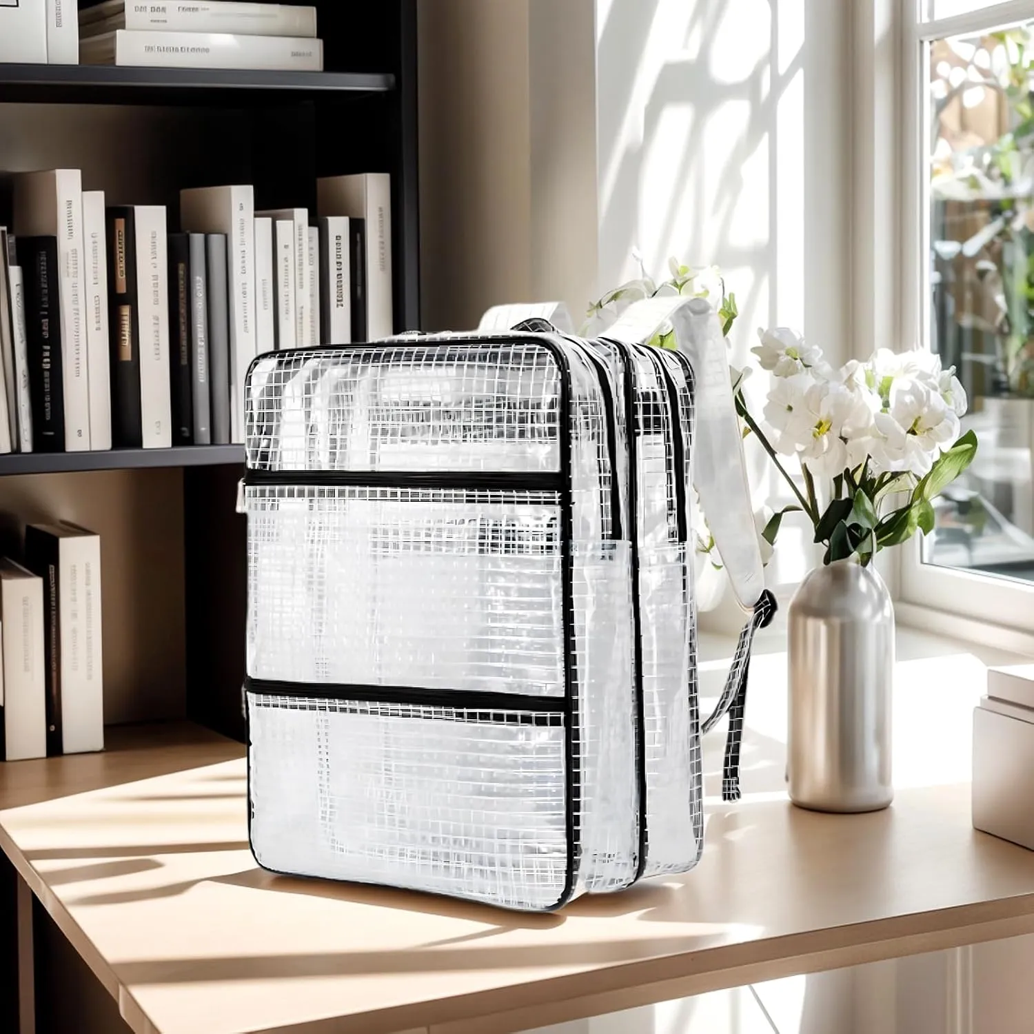 Engineer Bag, Tool Backpack Transparent Clean Room Tool Backpack Accessories Mesh Transparent Bag For Technician Repairman, Engineer Electrician (Black,13.78inx7.87inx17.72in)