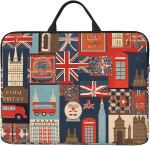 England Symbols Laptop Case 14 Inch, Water Resistant Laptop Sleeve with Handle Shockproof Protective Traveling Computer Cover Portable Laptop Bag Laptop Briefcase Men Women