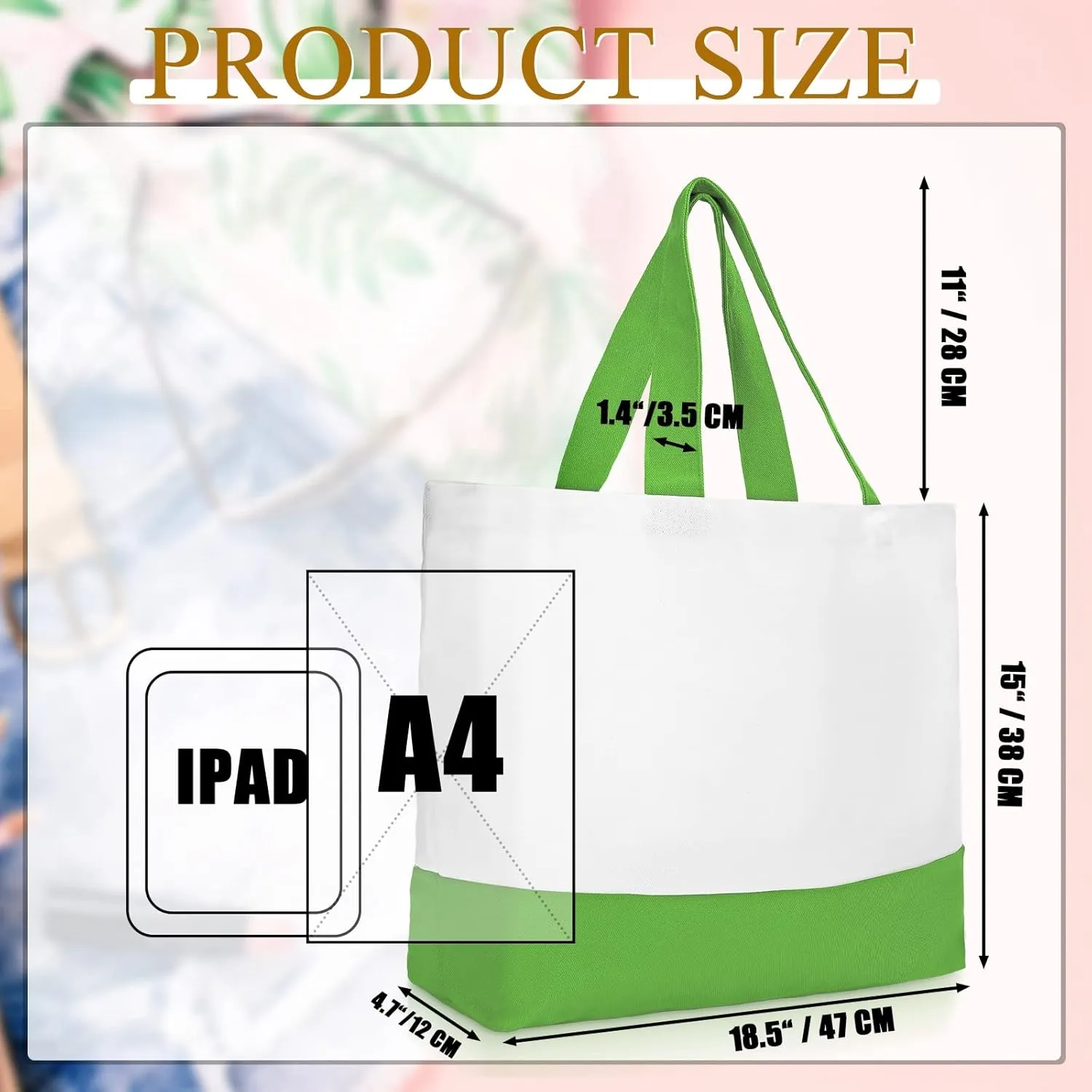 Epakh 12 Pack Canvas Tote Bags Bulk 18.5 x 15 Inch Reusable Grocery Shopping Bags Tote Luggage for Shopping