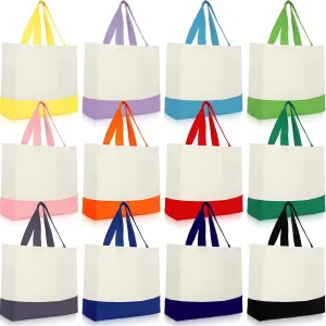 Epakh 12 Pack Canvas Tote Bags Bulk 18.5 x 15 Inch Reusable Grocery Shopping Bags Tote Luggage for Shopping