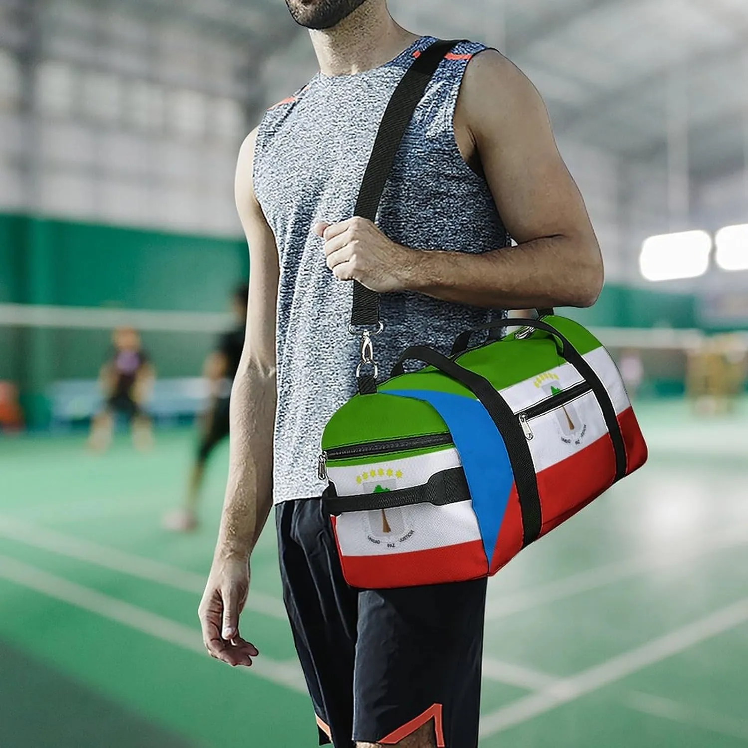 Equatorial Guinea Flag Gym Bag with Shoe Compartment and Wet Pocket Travel Duffel for Sports