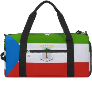 Equatorial Guinea Flag Gym Bag with Shoe Compartment and Wet Pocket Travel Duffel for Sports
