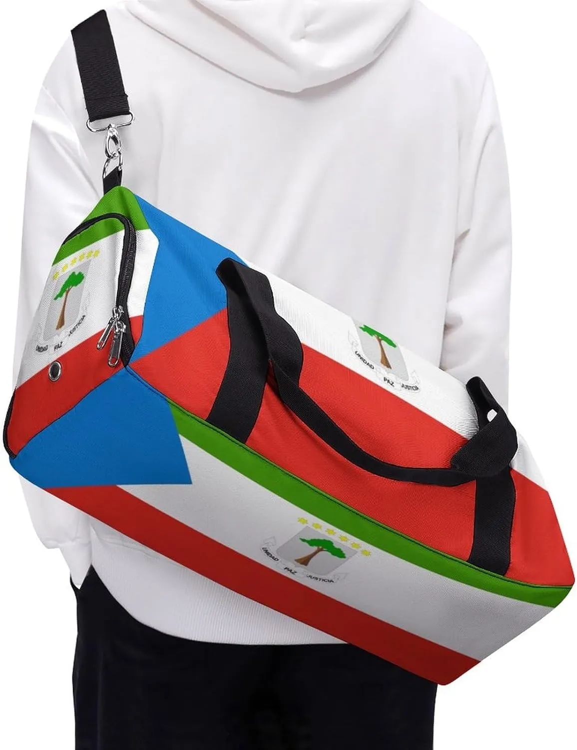 Equatorial Guinea Flag Gym Bag with Shoe Compartment and Wet Pocket Travel Duffel for Sports