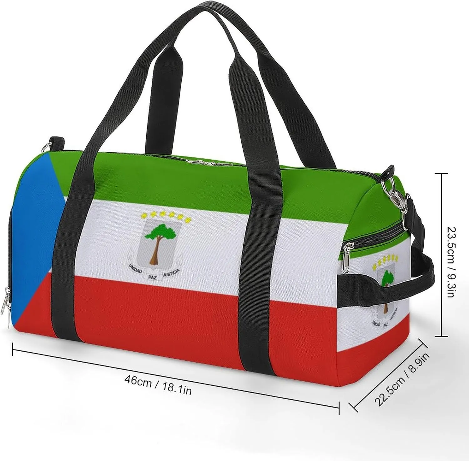 Equatorial Guinea Flag Gym Bag with Shoe Compartment and Wet Pocket Travel Duffel for Sports