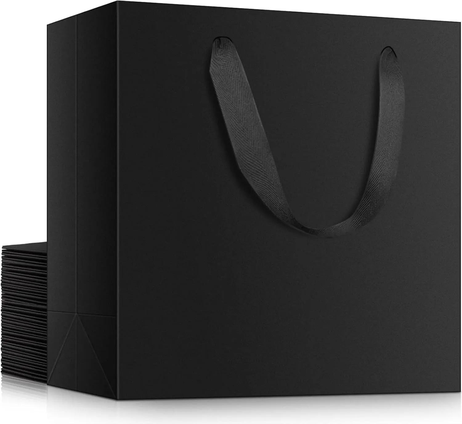 EUSOAR Large Black Gift Wrap Bags, 20pcs 12.5"x4.5"x11" Kraft Paper Black Shopping Bags with Handles Bulk,Retail Wrapping Bags for Business, Craft Grocery, Boutique, Party Favor, Wedding