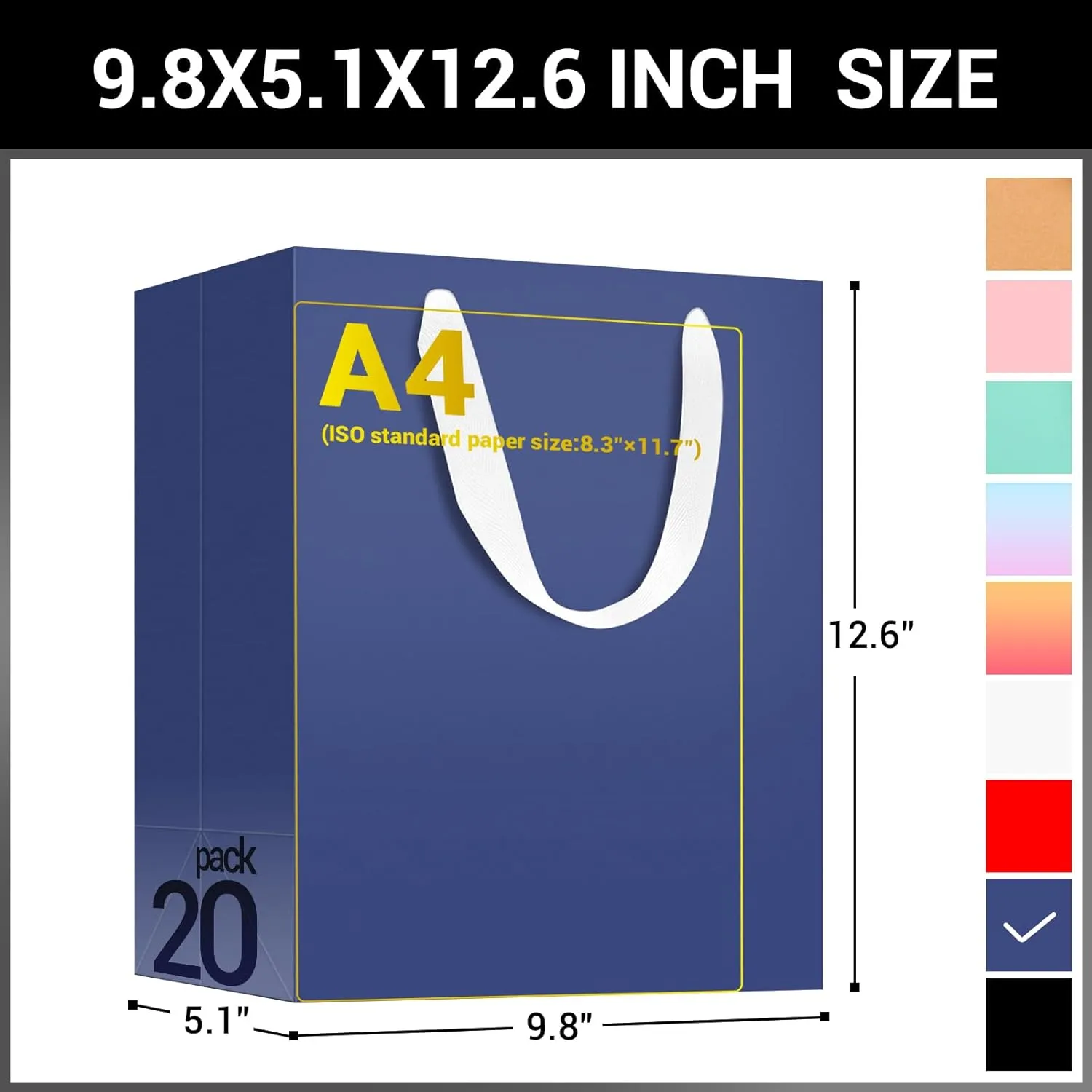 EUSOAR Paper Gift Bags, 20pcs 9.8"x5.1"x12.6" Large Kraft Shopping Bags with Handles, Bags with Handles, Merchandise Grocery Retail Wrap Craft Paper Bags Sacks Bulk Wedding Birthday Party Favors