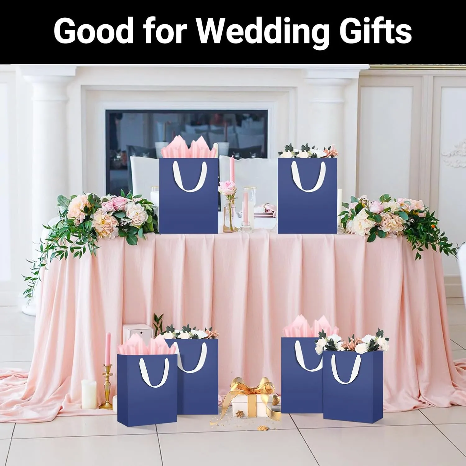 EUSOAR Paper Gift Bags, 20pcs 9.8"x5.1"x12.6" Large Kraft Shopping Bags with Handles, Bags with Handles, Merchandise Grocery Retail Wrap Craft Paper Bags Sacks Bulk Wedding Birthday Party Favors