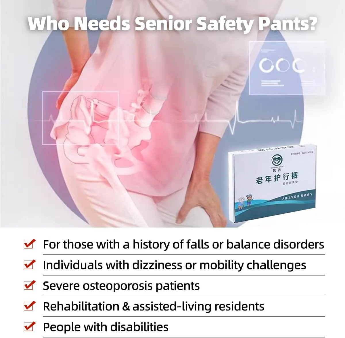 EVA Reinforced Fall Protection Padded Shorts for Seniors with Fall Risks Osteoporosis Rehabilitation – Shock-Absorbing Hip Guards with Open Seam Design, Reusable Elderly Safety Gear