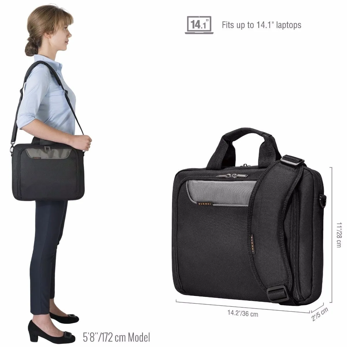 Everki Advance Laptop Bag, Briefcase For Laptops, 13-14.1"