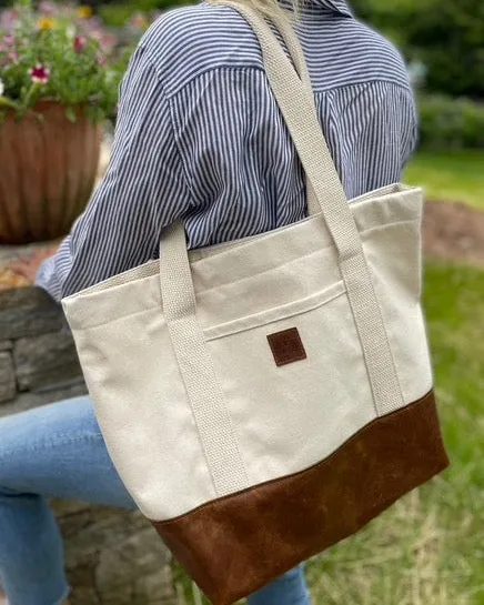 Everyday Tote: Canvas on Leather