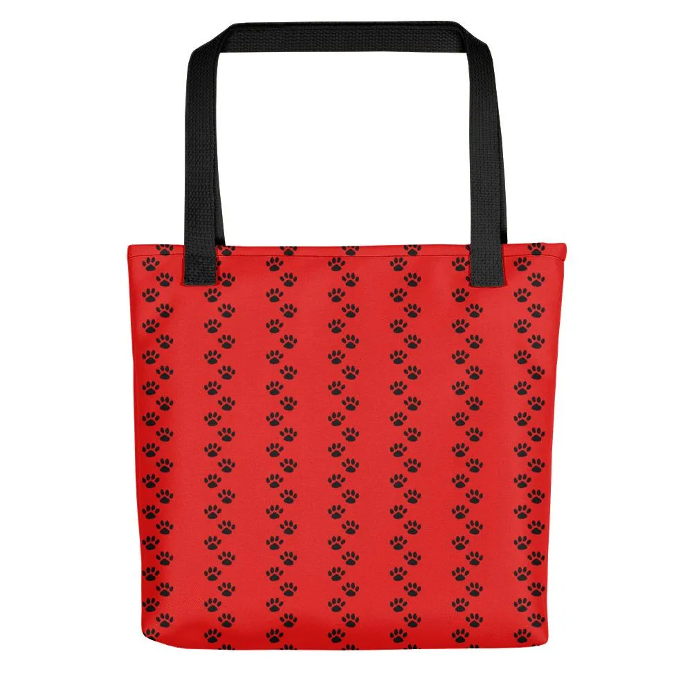 Evil Cat 'Pawprints Red' Tote bag