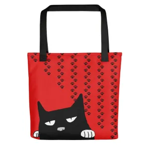 Evil Cat 'Pawprints Red' Tote bag