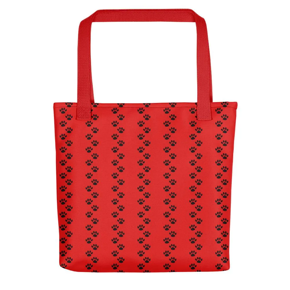Evil Cat 'Pawprints Red' Tote bag