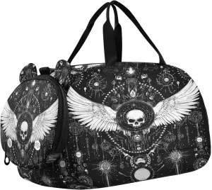 Evil Skull Black Gothic Small Gym Bag with Shoes Compartment Lightweight Travel Duffel with Adjustable Strap for Travel, Sports, Fitness & Workout bolso de para hombre
