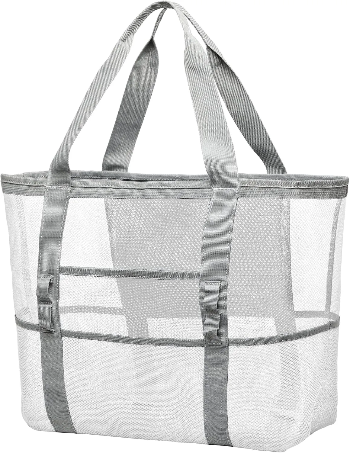 F-color Mesh Beach Bag Family - Beach Tote 9 Pockets Cruise Vacation Essentials
